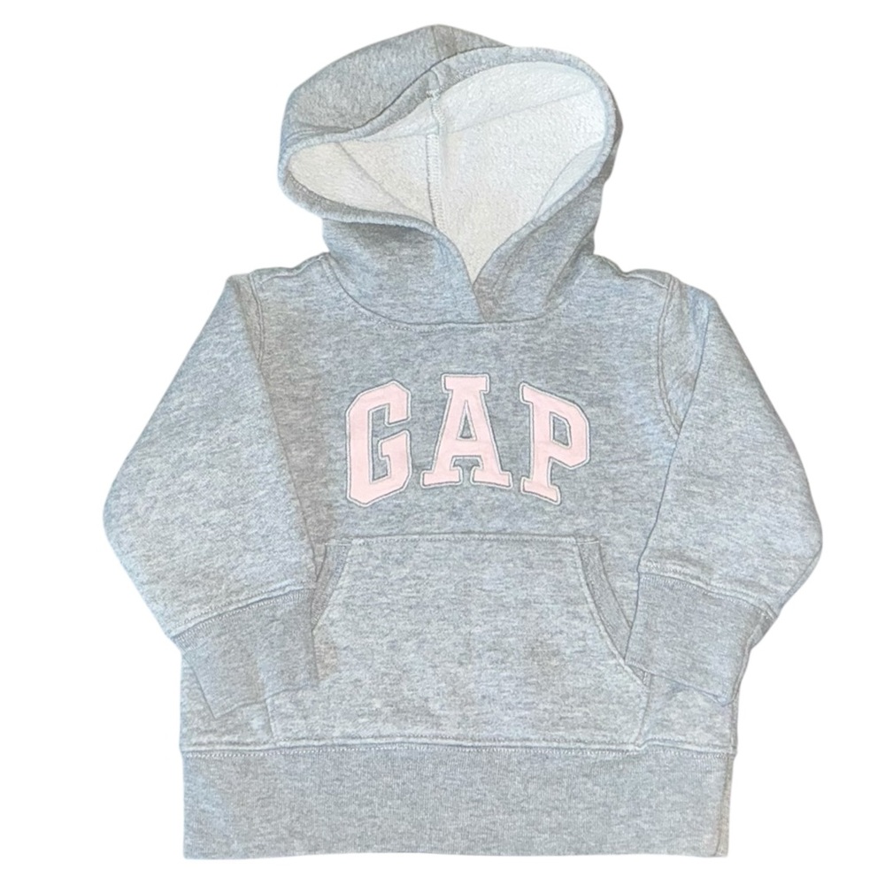 BabyGap 12-18M Gray Pink Metallic Thread Classic Logo Hoodie Sweatshirt
